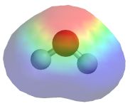 Dipol molekule vode, H<sub>2</sub>O 